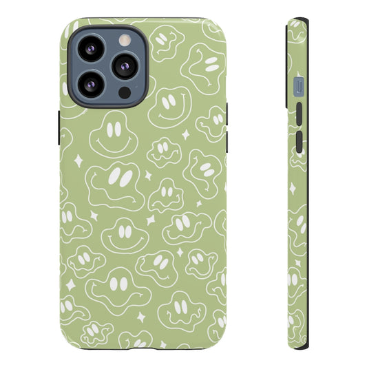Sage Wonky Smiley Phone Case
