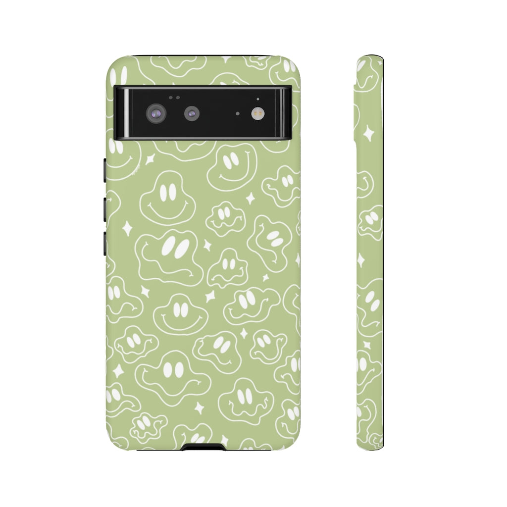 Sage Wonky Smiley Phone Case
